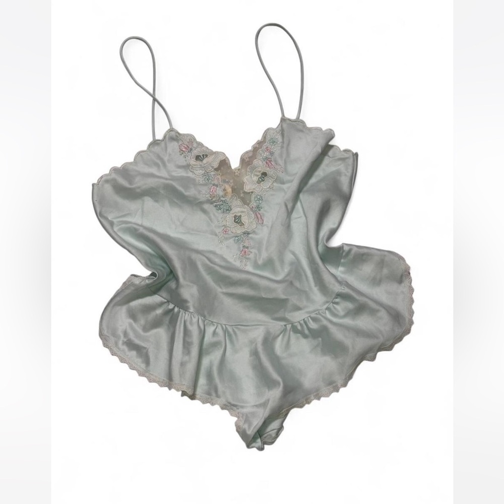 Vintage Sara Beth Baby Blue Lace Lingerie Romper | Size M